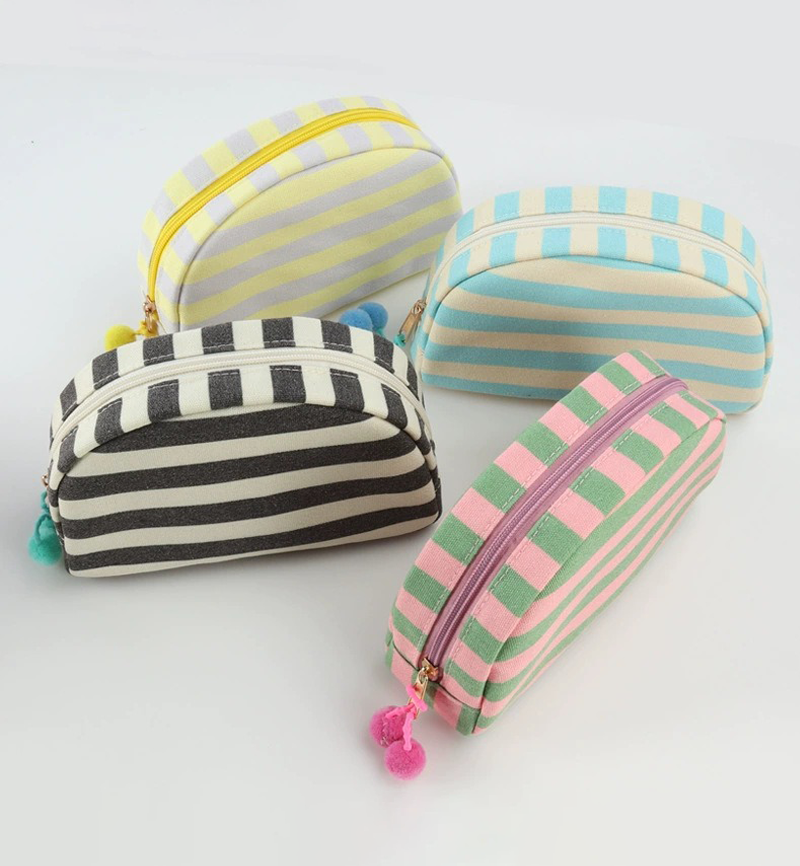 Velvet Makeup Bag – DIY Name Striped Travel Pouch